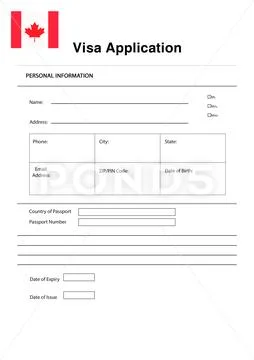 Immigration to Canada. Blank application visa form Illustration #252402176