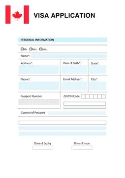 Immigration to Canada. Blank application visa form Stock Illustration