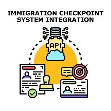 Immigration checkpoint system integration optimizing border control Stock Illustration