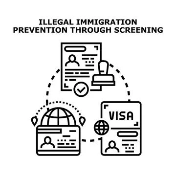 Immigration control process preventing illegal border crossing 스톡 일러스트