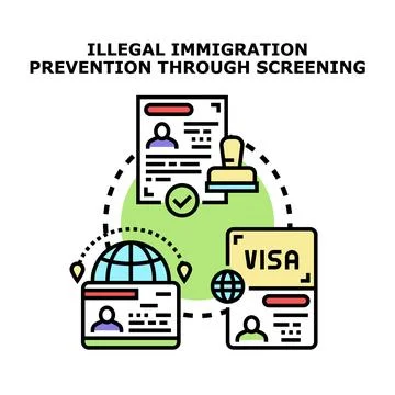 Immigration control process preventing illegal border crossing Stock Illustration