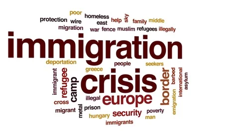 Immigration crisis animated word cloud, text design animation. Stock Footage 80703094