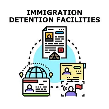 Immigration detention facilities planning documentation concept illustration Stock Illustration