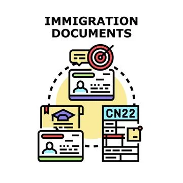 Immigration documents concept for moving to new country Stock Illustration