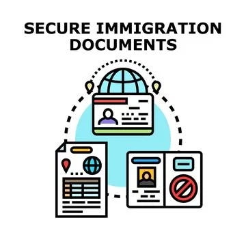 Immigration documents secure global travel application concept Stock Illustration