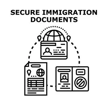 Immigration documents secure global travel application concept Stock Illustration