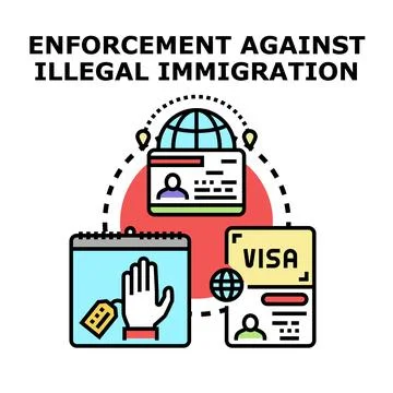 Immigration enforcement concept with illegal border crossing Stock Illustration