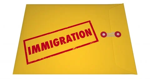 Immigration Files Documents Application Envelope Stamped Word 4K Stock Footage 61178402