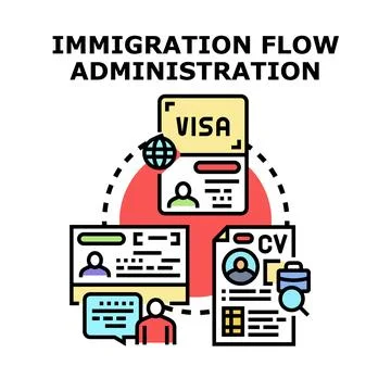 Immigration flow administration process for global applicants Stock Illustration
