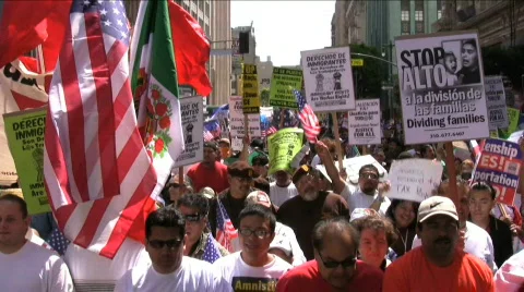 Immigration march / protest - With sound Stock Footage