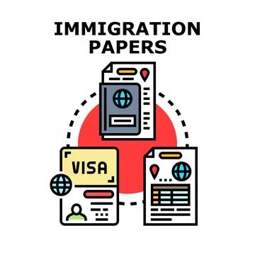 Immigration papers document vector concept illustration for travel Stock Illustration