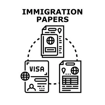 Immigration papers document vector concept illustration for travel Stock Illustration