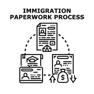 Immigration paperwork process concept illustration Stock Illustration