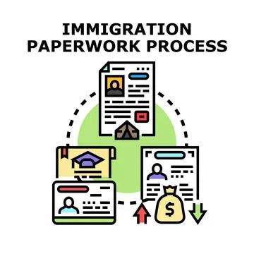 Immigration paperwork process concept illustration Stock Illustration