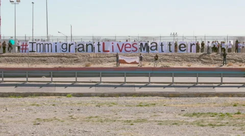 Immigration Protest Rally by the Border Video stock 60129920