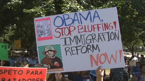 Immigration protest sign Stock Footage 7905986