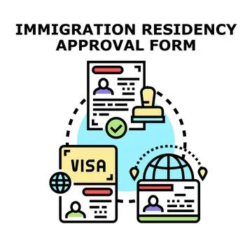 Immigration residency approval form document concept Stock-Illustration