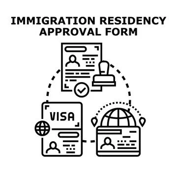 Immigration residency approval form document concept Stock Illustration