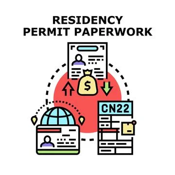 Immigration residency permit application paperwork process Stock Illustration