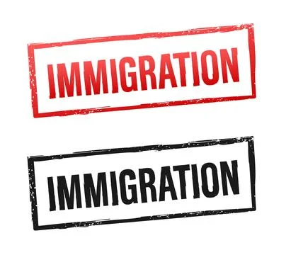 Immigration rubber stamp text on document applying for border travel Stock Illustration
