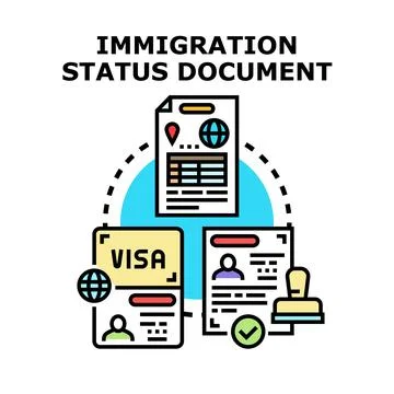 Immigration status document application and travel visa process Stock Illustration