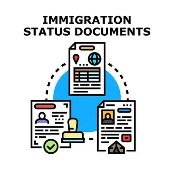 Immigration status documents concept providing legal residency Stock Illustration