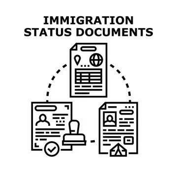 Immigration status documents concept providing legal residency Stockillustratie