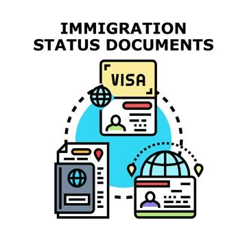 Immigration status documents for global relocation and migration Stockillustratie