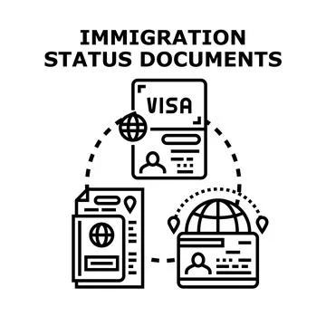 Immigration status documents for global relocation and migration Stockillustratie
