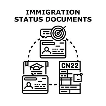 Immigration status documents representing permit visa application Stock Illustration