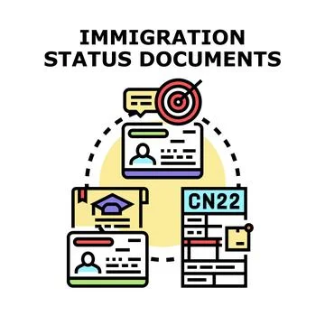 Immigration status documents representing permit visa application Stock Illustration