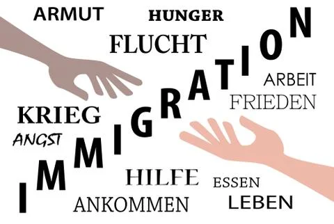 Immigration theme in German Stock-Illustration