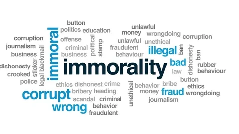 Immorality animated word cloud, text design animation. Stock Footage 79776083