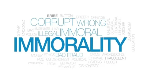 Immorality animated word cloud, text design animation. Kinetic typography. Stock Footage 80069214