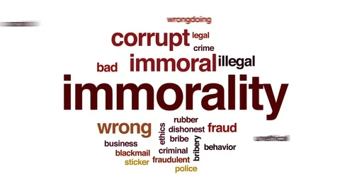 Immorality animated word cloud, text design animation. Stock Footage 80211623
