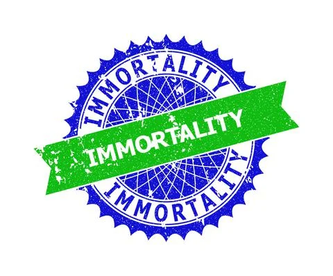 IMMORTALITY Bicolor Rosette Corroded Stamp Seal Stock Illustration