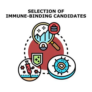 Immune binding candidate selection process for medical research Stock Illustration