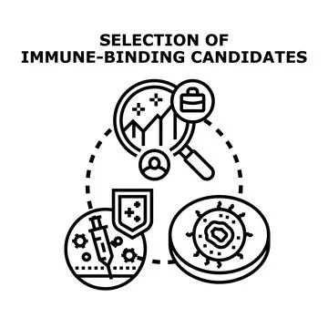 Immune binding candidate selection process for medical research Stock Illustration