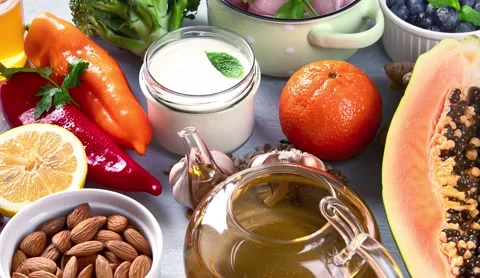 Immune boosting health food selection Stock Footage 166380860