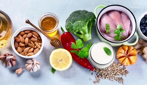 Immune boosting health food selection Stock Footage 166380867