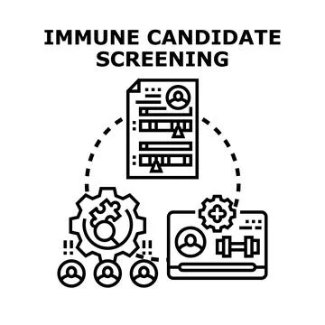 Immune candidate screening process selecting qualified candidates Stock Illustration