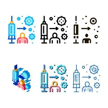 Immune pack injection icon vector outline Stock Illustration
