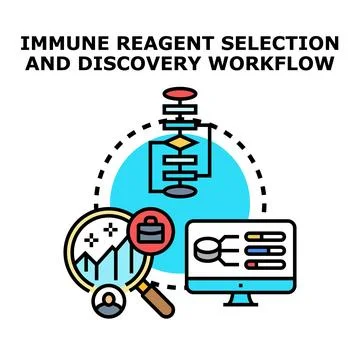 Immune reagent selection and discovery workflow process Stock Illustration