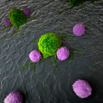 Immune response to cancer, artwork Stock Illustration