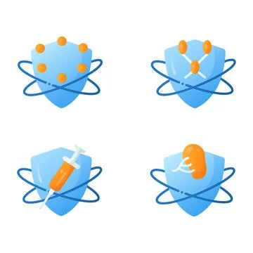 Immune system flat icons set Stock Illustration