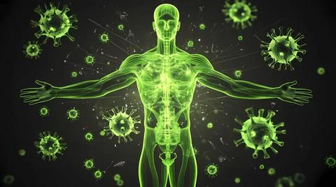 Immune System Overview with Lymphatic Highlights Stock Illustration