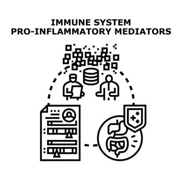 Immune system pro inflammatory mediators concept vector Stock Illustration