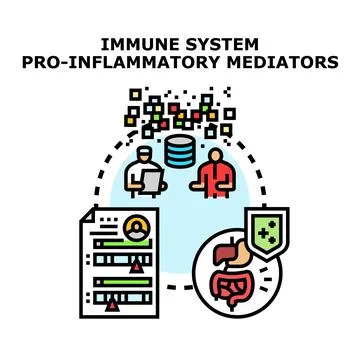 Immune system pro inflammatory mediators concept vector Stock Illustration
