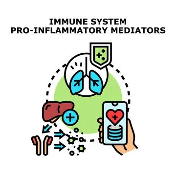 Immune system pro inflammatory mediators medical concept Stock Illustration