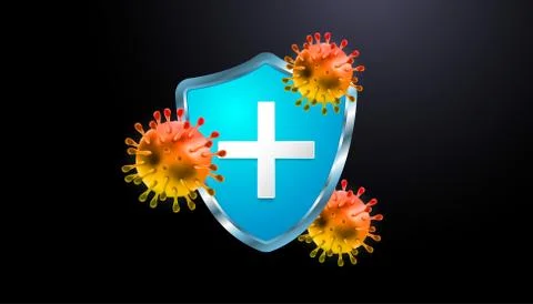 Immune System Shield Concept. Corona Virus 2020 virus disease. Covid-19 outbr Stock Illustration